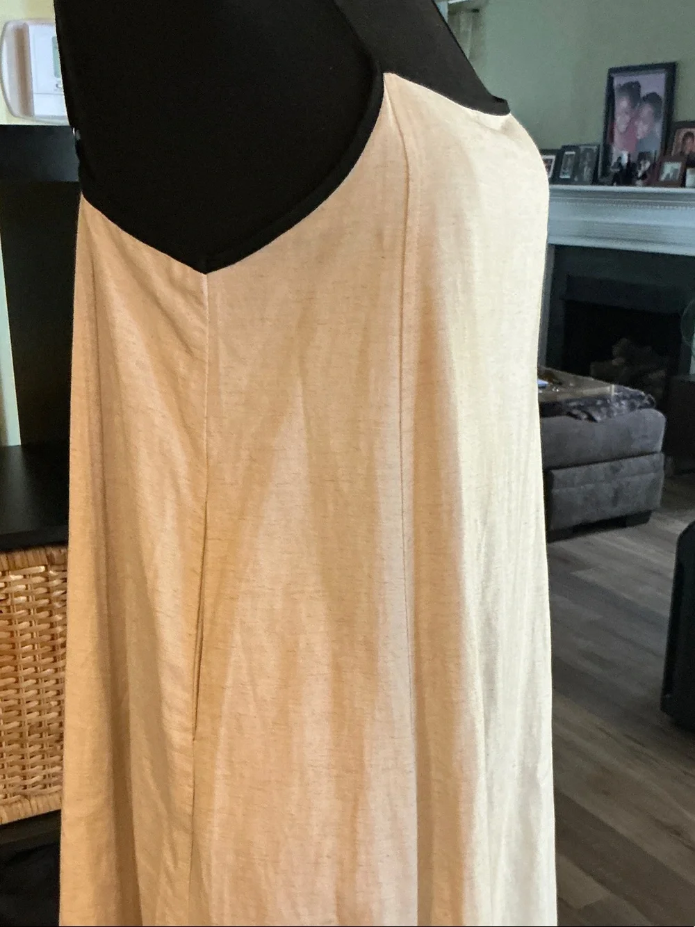 Shy Velvet Cream Maxi Slip Dress with Black Trim - Picture 7 of 9